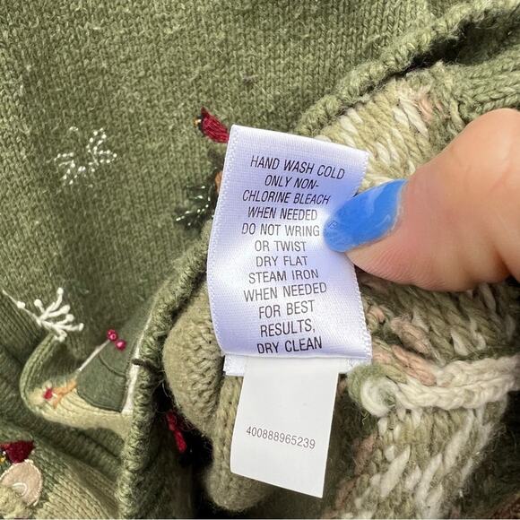 Rustic Americana snowman birdhouse pine tree ugly Christmas winter cardigan XL - Picture 6 of 6